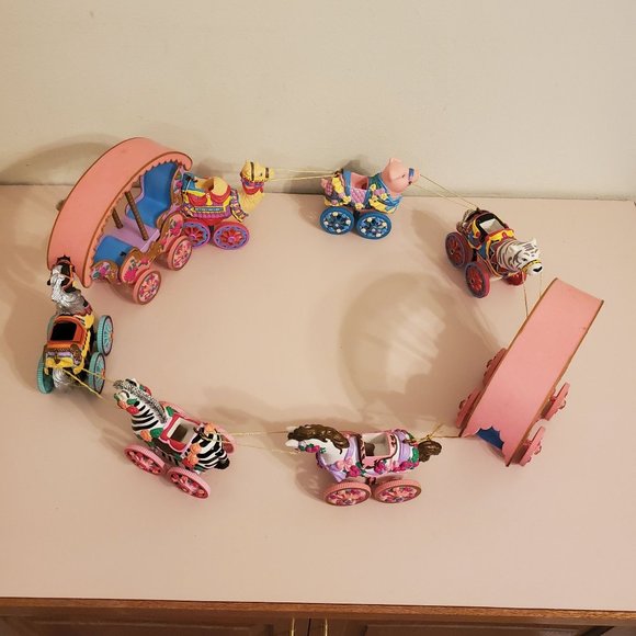 Kidkore 1998 Circus Fair Tiger Pig Zebra Pull Toy Camel Horse Vintage - Picture 2 of 8